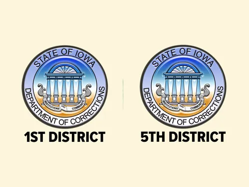 The 1st District and 5th District logos on a tan background