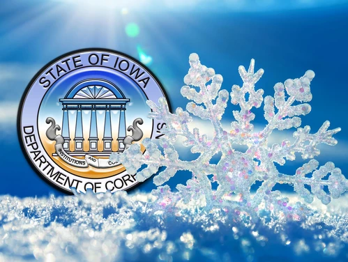 The DOC Official seal next to a snowflake