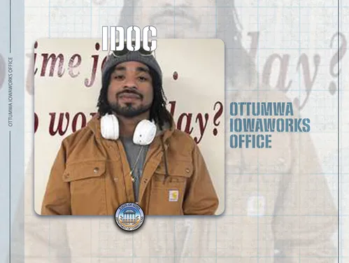 Anthony Gomez in front of a white background next to the IDOC logo