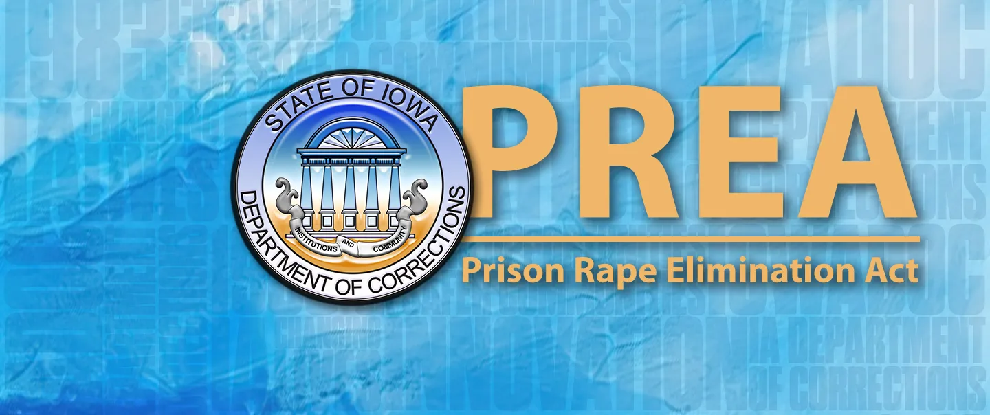Official DOC seal next to the words PREA Prison Rape Elimination Act