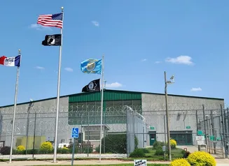 The front entrance of the Clarinda Correctional Facility