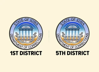 The 1st District and 5th District logos on a tan background